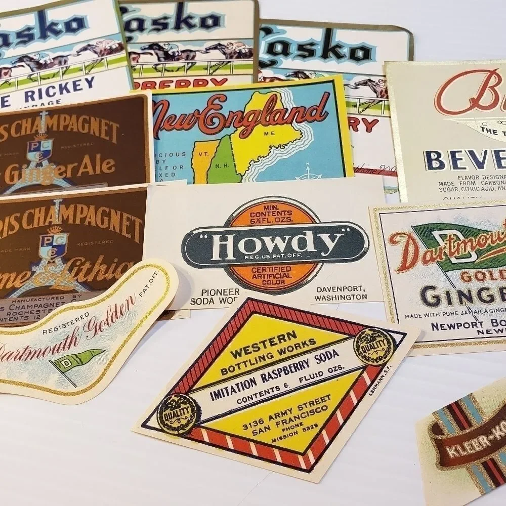 Vintage Unused Beverage Labels Paper Crafting